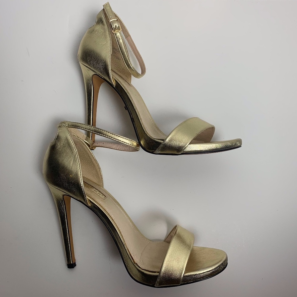 Topshop Gold Ankle Strap Heeled Sandal - Picture 3 of 8
